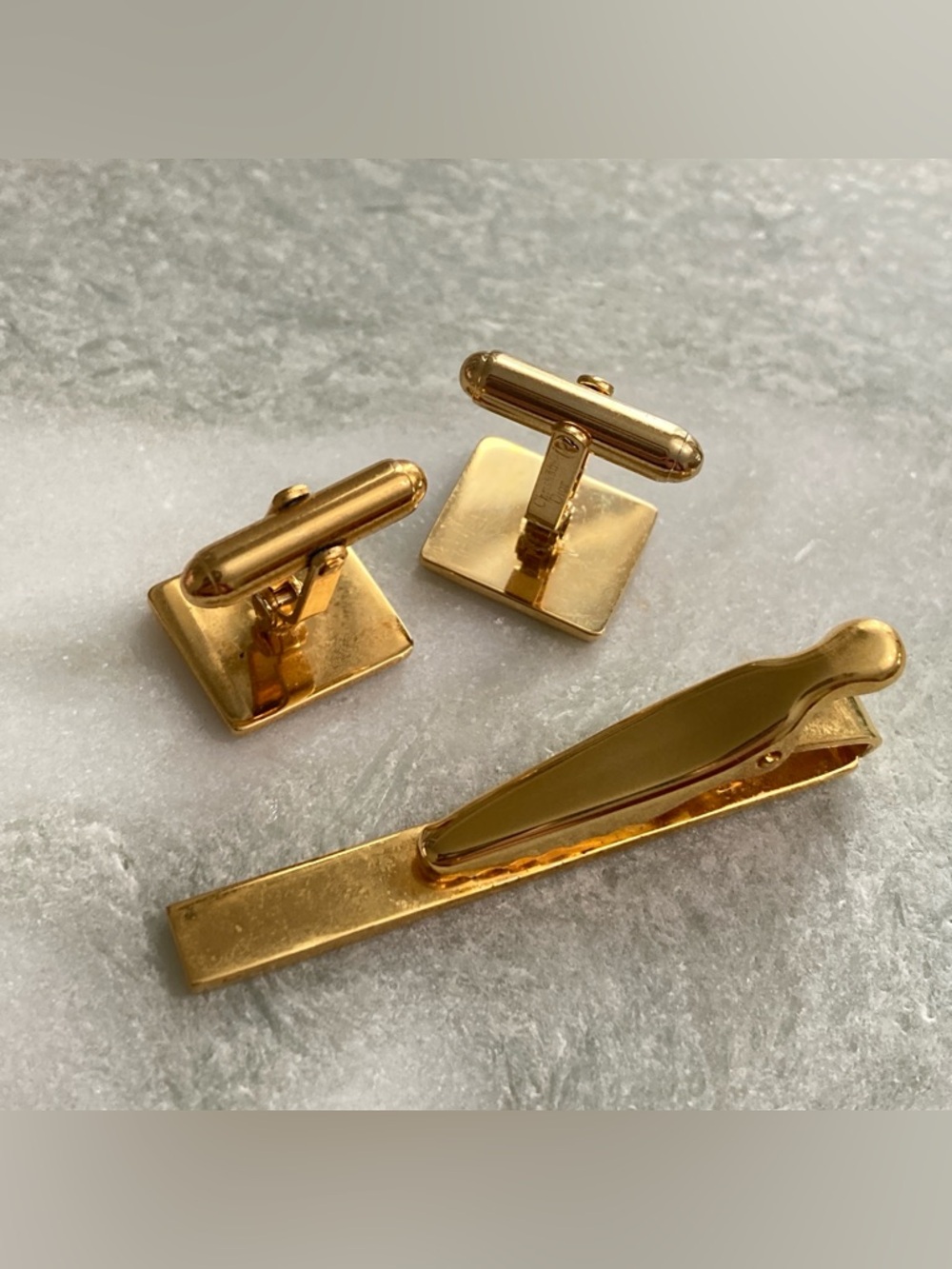 Vintage Dior Cuff Links & Tie Clip Set - Picture 5 of 8